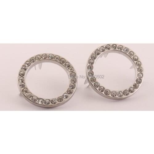 6pcs/lot Large Size 34mm Silver Color Rhinestone Crystal Spikes Rivets for garment leather craft bag