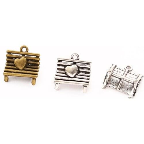 RAINXTAR Valnetines Day Jewelry Making DIY Accessories Heart Chair Alloy Vintage Charms 19*20mm 10pcs AAC1374