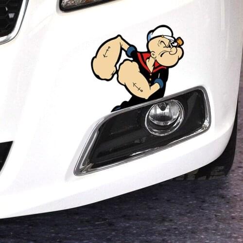 14CM*11CM Popeye the Sailor Car Stickers Cartoon Funny Cute Creative Decals For Tail Laptop Tablet Auto Tuning Styling D14