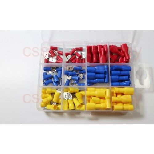 Freshipping 120PCS 0.5-6mm2 Male and female cold pressing terminal block red blue yellow 3 color mixed