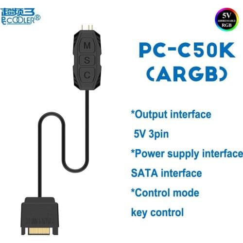 PCCOOLER 5v3PIN ARGB Controller SATA Power Supply Memory LED Cool Light Stripe Symphony Edition Control for PC case 12V 4PIN RGB