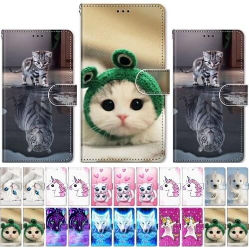 Lovely Cat Dog Flip Phone Case For Sony Xperia 10 L2 L3 X XA XA1 XA2 Plus Lion Unicorn Frog Kitten Flip Capa Wallet Holster P08F