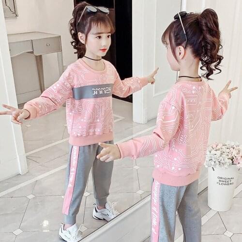 Children Clothing Autumn Cartoon Girls Sets Long Sleeve Tracksuit For 3- 13 Years Old Girls Clothes Sport Suit Kids Clothes Sets
