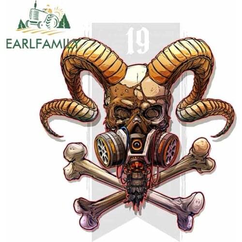 EARLFAMILY 13cm x 11.7cm For Skull Decal Fashion Car Stickers Occlusion Scratch Graffiti Sticker Creative Surfboard Decor