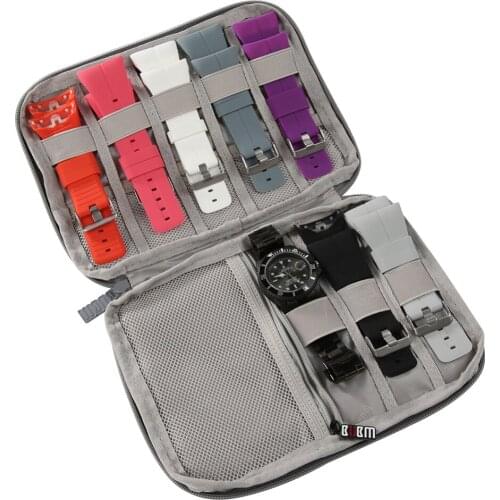 Slot Felt Watch Organizer Box Gray Watch Storage Case Pouch Double Layer Watch Strap Band Organizer Holder Bag