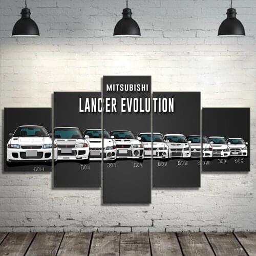 Canvas Painting Print Modular Artwork Modern 5 Pieces Mitsubishi lancer evolution Car Pictures Home Decor Wall Art Unique Poster