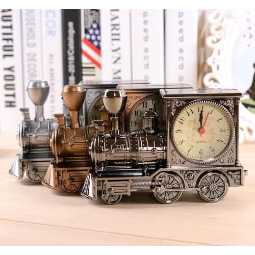 Creative antique locomotive alarm clock retro locomotive decoration gift student clock