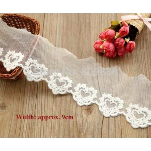 1yard Vintage trimming lace,heart patterned lace,embroidered lace for scrapbooking,garment accessories(ss-761-353)