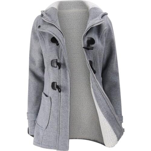 Jacket Coat Winter Women 2020 Hooded Wool Blend Praka Classic Horn Leather Buckle Coat Slim For Ladies Winter Jacket Woman Parka