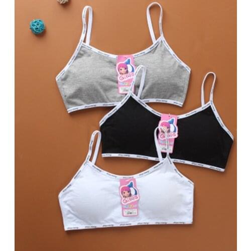 Summer girl bra letter cotton development period childrens vest underwear without steel ring bra 8-14Year Teenage Puberty