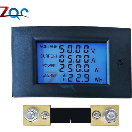 LCD Digital Display Multi-meter DC 7.5-100V 0-100A Voltmeter Ammeter High Precision Voltage Current Power Energy Tester w/ Shunt