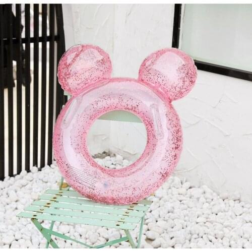 Cartoon swimming ring children transparent underarm lifebuoy pink green beach bathing toy inflatable swimming pool buoy