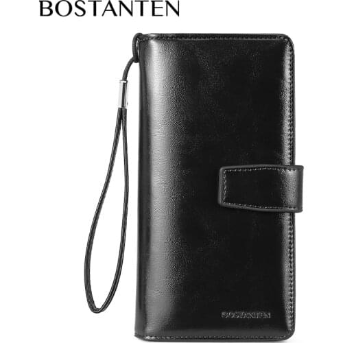 Bostanten Mens Wax Oil Leather Wallet New Fashion Business Casual Wallet Cow leather Wallet