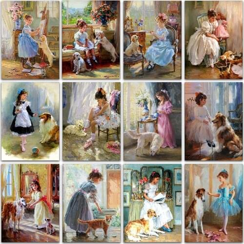 5D DIY Diamond Painting Kit little girl flower baby princess dog Full Square&Round embroidery mosaic Cross stitch Paint Sale art