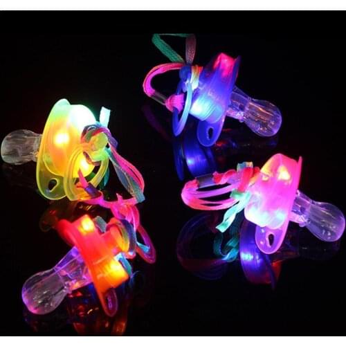 1piece Night Light LED Pacifier Rave Soft Light Up Nipple Whistle Flashing Toy Glowing Toys Necklace Led V9G6