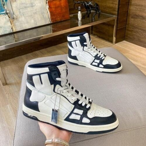 2021 autumn and winter new high top trend bone leather board versatile casual sport shoes