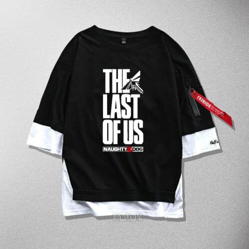 New The last of us T-Shirt Anime cotton The last survivor Mens women Fake two piece Ribbon T Shirt Top Tees
