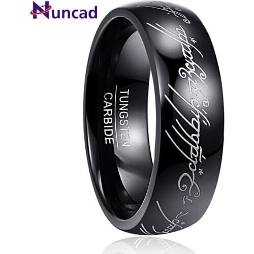Nuncad 8mm Tungsten Carbide Ring Black Fashion Simple Comfort Fit Wedding Band Ring for Men Women Hot Sell Size 7 To 12