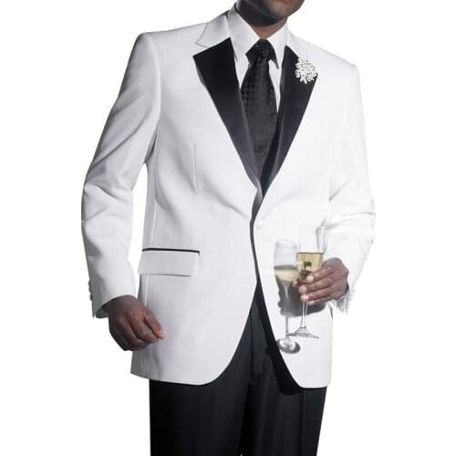 Formal Wedding Groom Tuxedo 2021 Custom Made Mens Suits 3 Piece Male Fashion Costume Jacket with Black Pants Latest Style