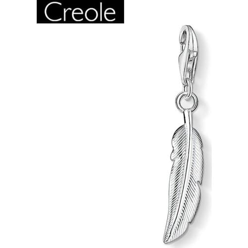 Charm Pendant Feather ,2018 Fashion Jewelry Ethnic Real Authentic 925 Sterling Silver Gift For Women Men Fit Bracelet