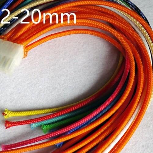 Orange PET Braided Wire Sleeve 3 4 6 8 10 12 20mm Tight High Density Insulated Cable Protection Expandable Sheath Single Color