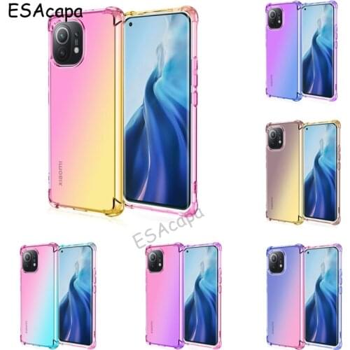 For Xiaomi Mi 11 Case Airbag Anti-fall Silicone Phone Case For Xiaomi 11 Pro POCO X3 NFC Gradient Transparent Soft Back Cover