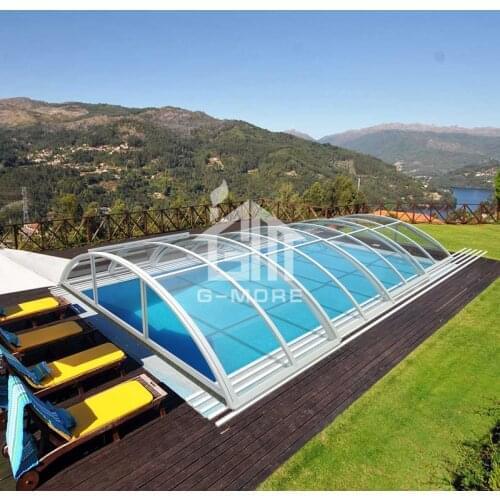 Sliding DIY Aluminum Swimming Pool cover Hollow/Solid Polycarbonate Retractable Swimming Pool Enclosures