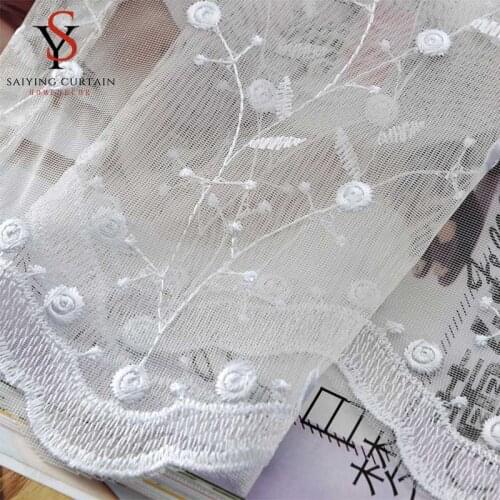 Luxury Embroidered Leaves Tulle Window Curtains For Living Room Pastoral Sheer Voile Curtain For Bedroom Organza Door Home Decor