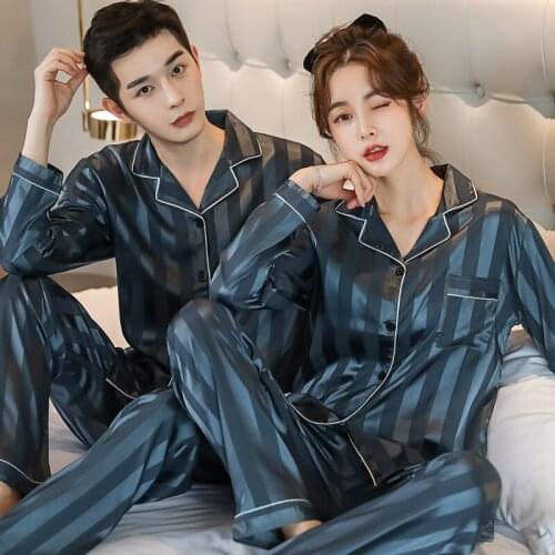 Luxury Pajama Suit Silk Pajamas Sets Couple Sleepwear Family Pijama Lover Night Men & Women Casual Autumn Winter Pajamas for Men