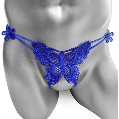 Open Crotch Sissy Applique Panties Butterfly Sexy Lingerie See through T Back Thong for Mern Underwear Bikini Gay Male