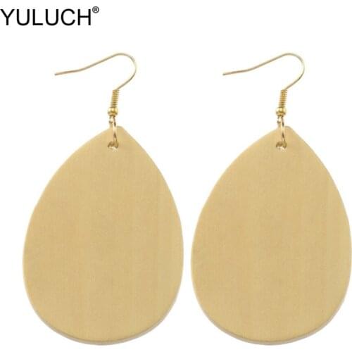 YULUCH 2019 Boho Creamy-white Wooden Water Drop Bohemian Hanging Earings Ethnic Natural Pendant Fashion Drop Earrings For Women