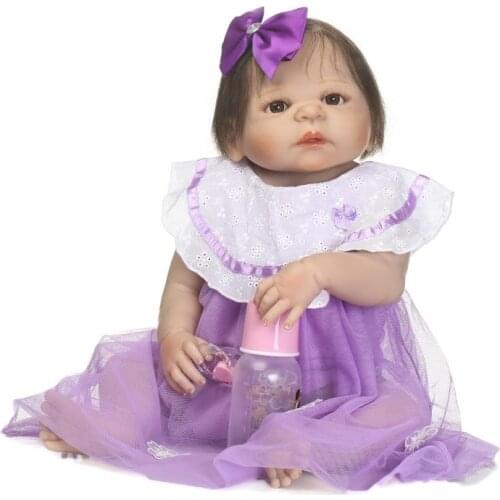 Silicon reborn babies full body baby dolls girls gift toy soft vinyl toys for Childrens Day 56cm blue eys open waterproof bath