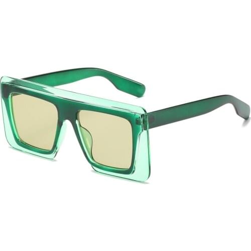 Veshion black square sunglasses for women green womens big sun glasses vintage flat top party gift uv400 summer