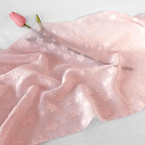 Super beautiful Chiffon semi transparent Cherry Blossom powder woven jacquard elegant chiffon fabric spring and summer fabric