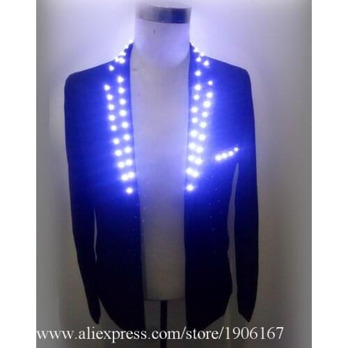 Nightclub Led Luminous Party Evening Jacket Colorful Led Light Up Stage Performance Dance Clothes Suit Led Illuminated Wears