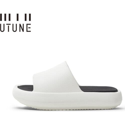 UTUNE Outside Pillow Slides Slippers Men Summer Shoes For Men Home Platform Women Outdoor Soft EVA Beach Garden Sandals Black
