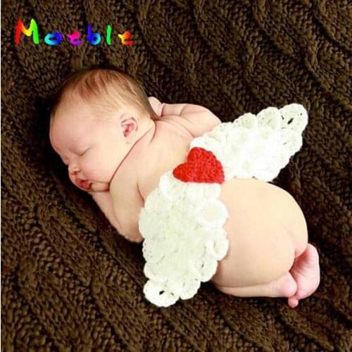 Crochet White Angel Wings Newborn Baby Photography Props Crochet Baby Coming home Outfits Baby Christening Outfits MZS-14018