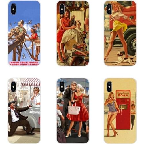 WW2 Sexy Pin up Girl Vintege Transparent TPU Cases Cover For Samsung A10 A30 A40 A50 A60 A70 M30 Galaxy Note 2 3 4 5 8 9 10 PLUS