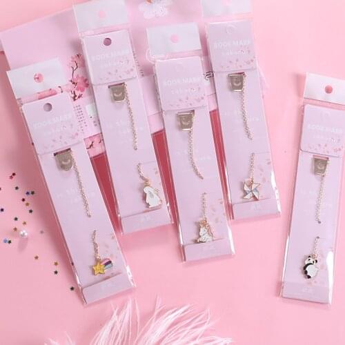 Kawaii Dog Unicorn Meatl Bookmarks Cute Cat Panda Book Markers For Books Paper Clip For Kids Gift Stationery School Supplies