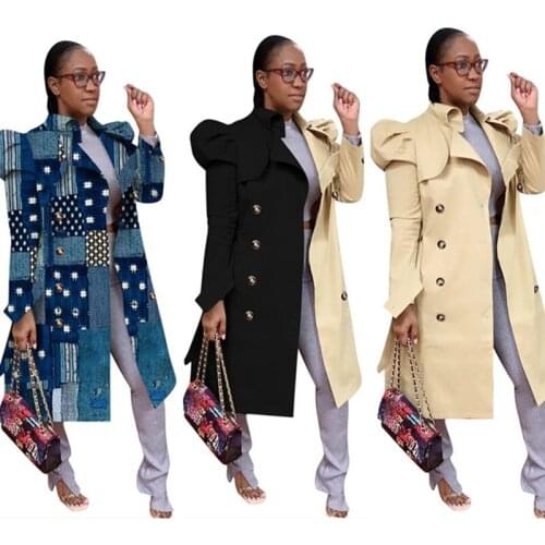 Trench Jacket Women 2021 Winter Clothing Classic Coat Streetwear Long Style Puff Long Sleeve Top Outwear Wholesale Dropshipping