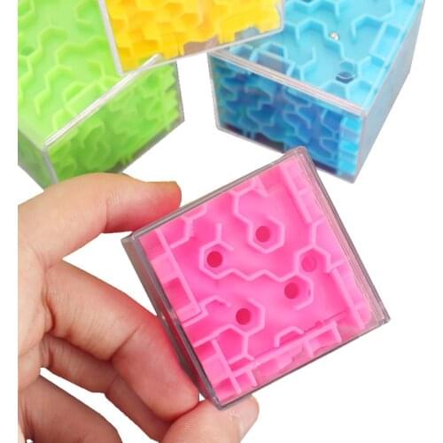 3D Maze Magic Cube Transparent Six-sided Puzzle Speed Cube Rolling Ball Game Cubos Maze Toys for Children Early Educational Gift