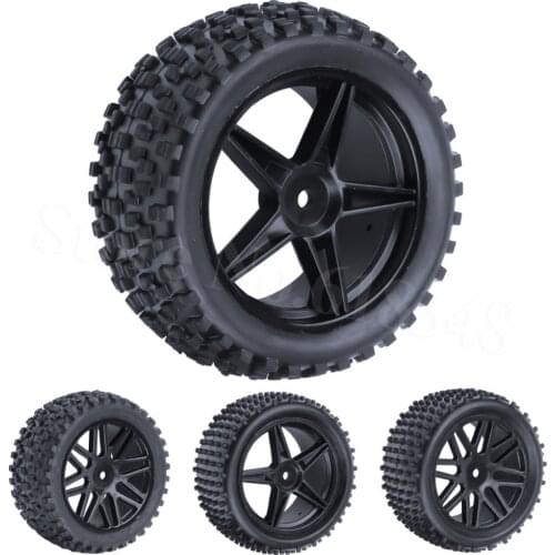 4pcs/Lot Rubber RC 1/10 Buggy Wheels & Tires 12mm Hex Hub Mount For RC Off Road Car HSP HPI