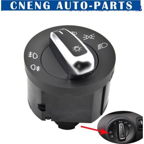 5ND941431B Auto Headlight Switch For VW Golf Jetta MK5 Tiguan MK6 Fog Lamp Knob Fit Caddy Passat B6 cc Polo Chrome