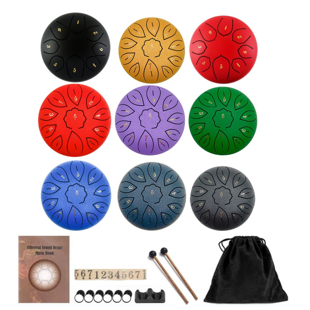 6 inch 8/11 Tune Percussion Musical Instrument Steel Tongue Drum for Beginner Tune Hand Drum Pad Sticks Carrying Bag Percussion
