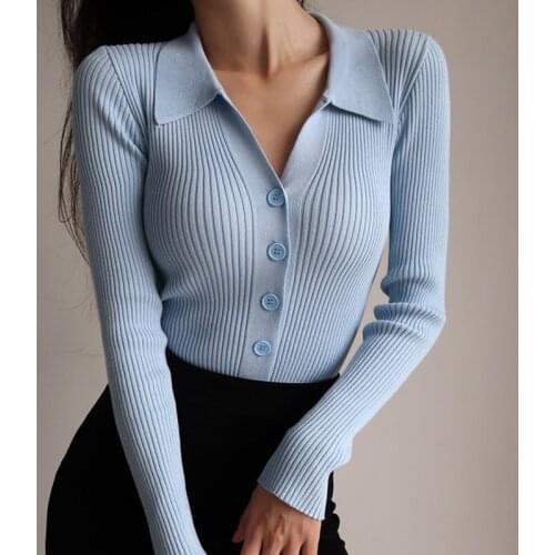 Anbenser Women French Small Sailor Collar Long Sleeve Buttons Hollow-out Knitwear Thin Outer Cardigan High Waist Short Slim Top