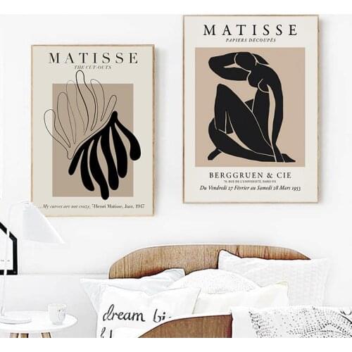 Henri Matisse Abstract Painting Minimal Illustration Wall Art Canvas Prints Vintage Beige Wall Pictures Home Decor