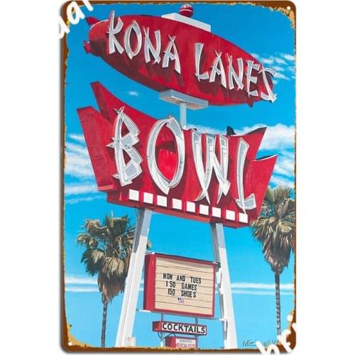 Kona Lanes Big Metal Plaque Poster Cinema Living Room Home Vintage Poster Tin Sign Posters