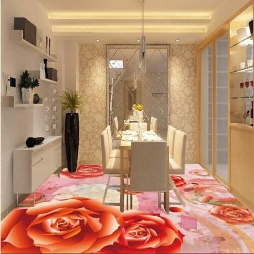 Beibehang Large custom flooring stickers dream roses flowers mall supermarket 3D stereo living room bathroom floor tiles