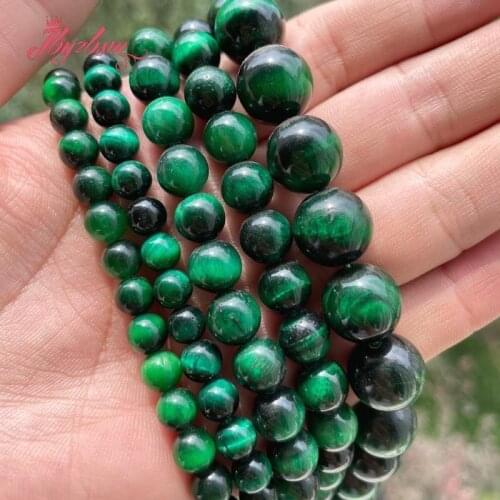Natural Tigers Eye Green Smooth Stone Beads Loose 6/8/10/12mm For DIY Necklace Bracelet Jewelry Making Strand 15" Free Shipping