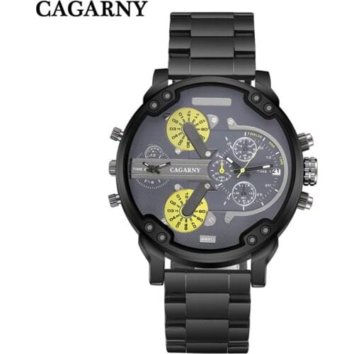 Cagarny Large Dial Military Stainless Steel Business Watches Men Brand Quartz Gift Clock Dz Style Hombre Reloj Relogio Masculino